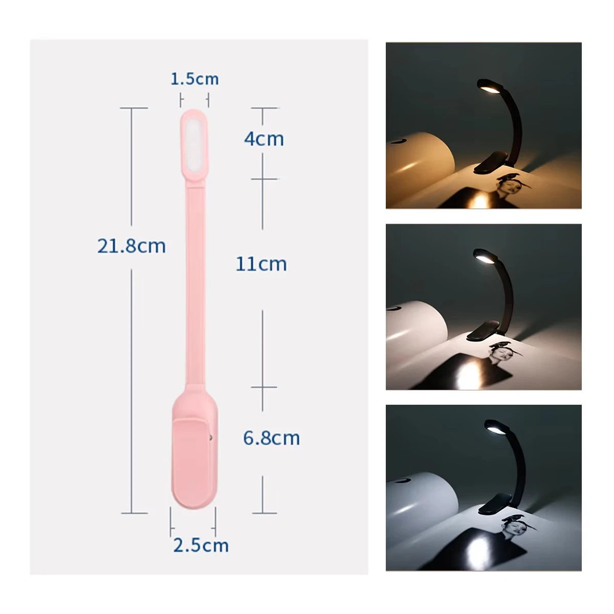 Mini led Usb Light Rechargeable Desk Lamp Reading Light Flexible Portable Mini Night Light For Books Bedside Clip Flashlight