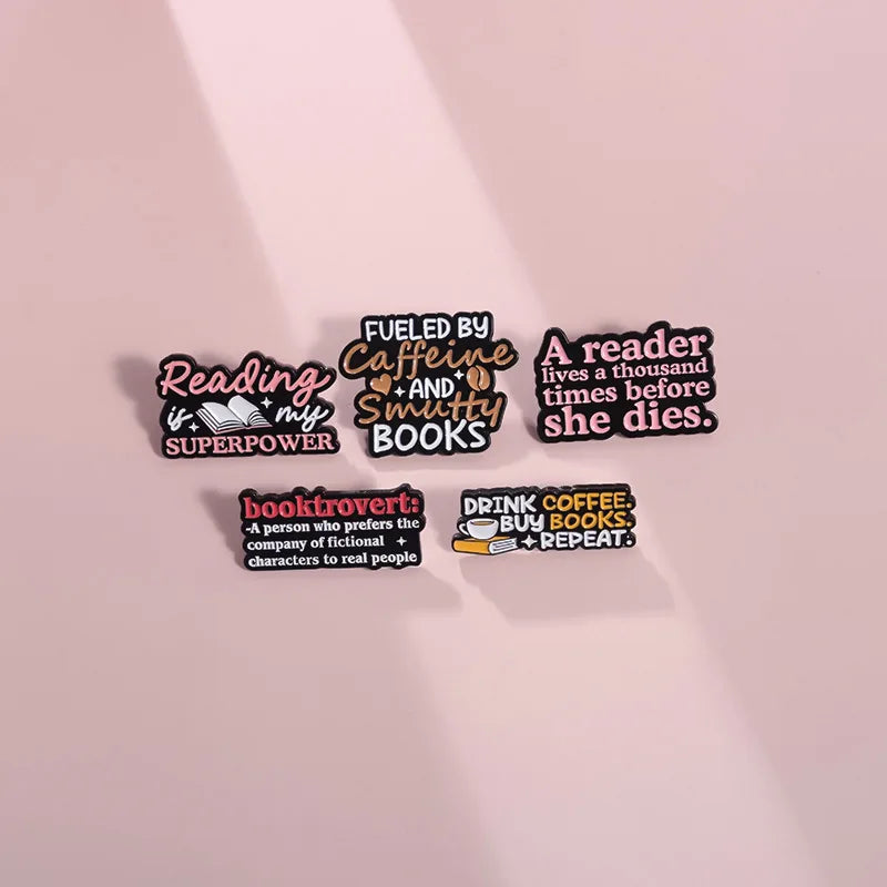 Text Series Enamel Pin A brooch about reading books Backpack Hat Lapel Accessories Metal Badge Gift For Friend Jewelry Wholesale